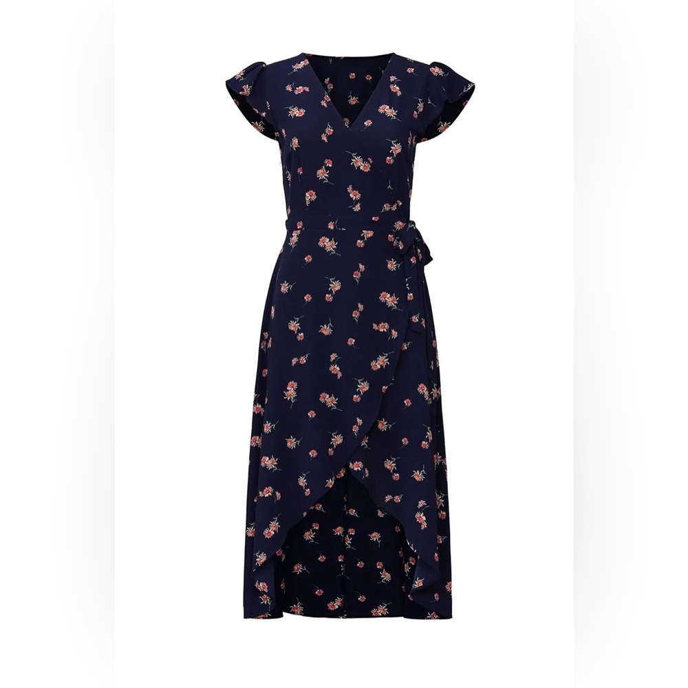BB Dakota Navy Floral Wrap Dress